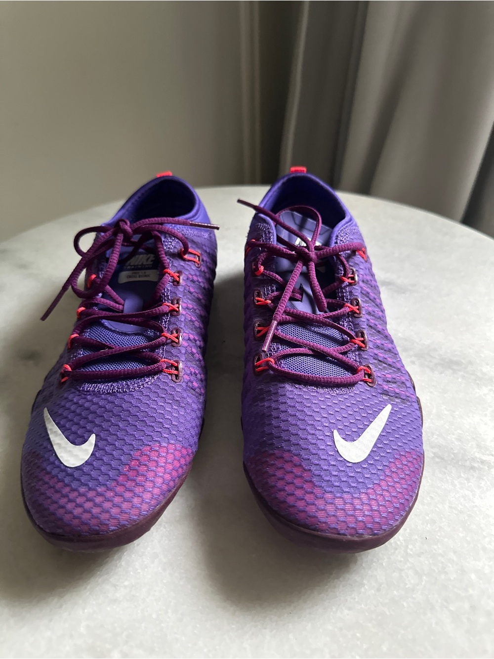 Nike Purple and Pink Running Shoes with White Swoosh